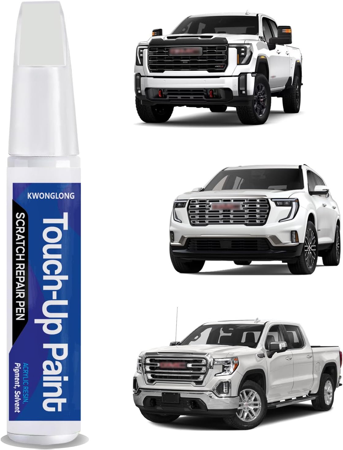 Summit White GAZ/WA8624 Touch Up Paint For GMC 2010-2024 Sierra, 2018-2024 Terrain, 2-in-1 Chips and Nicks Scratch Repair Pen