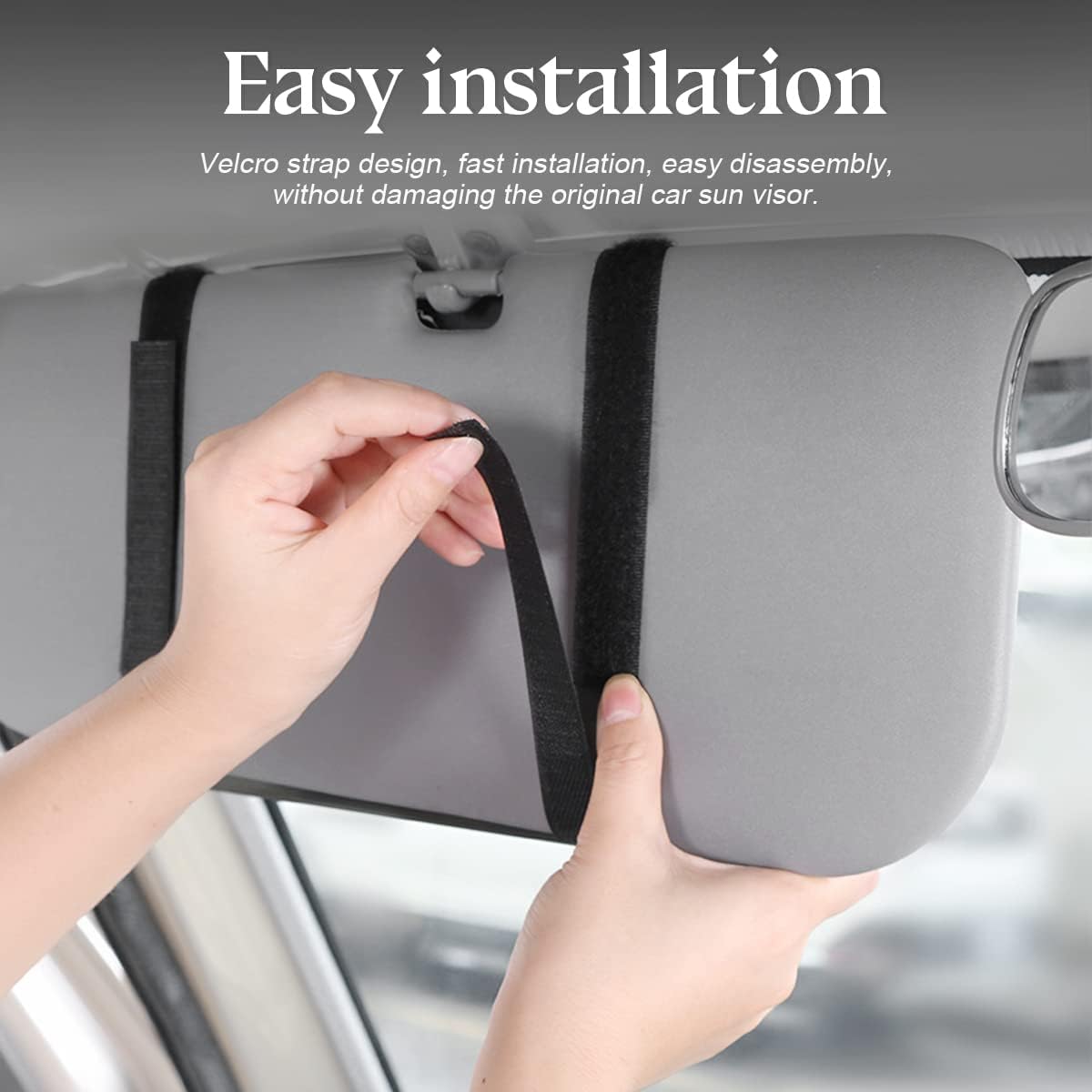 Zipelo 12.2 x 6.5 Inch PU Leather Car Sun Visor Organizer, Black