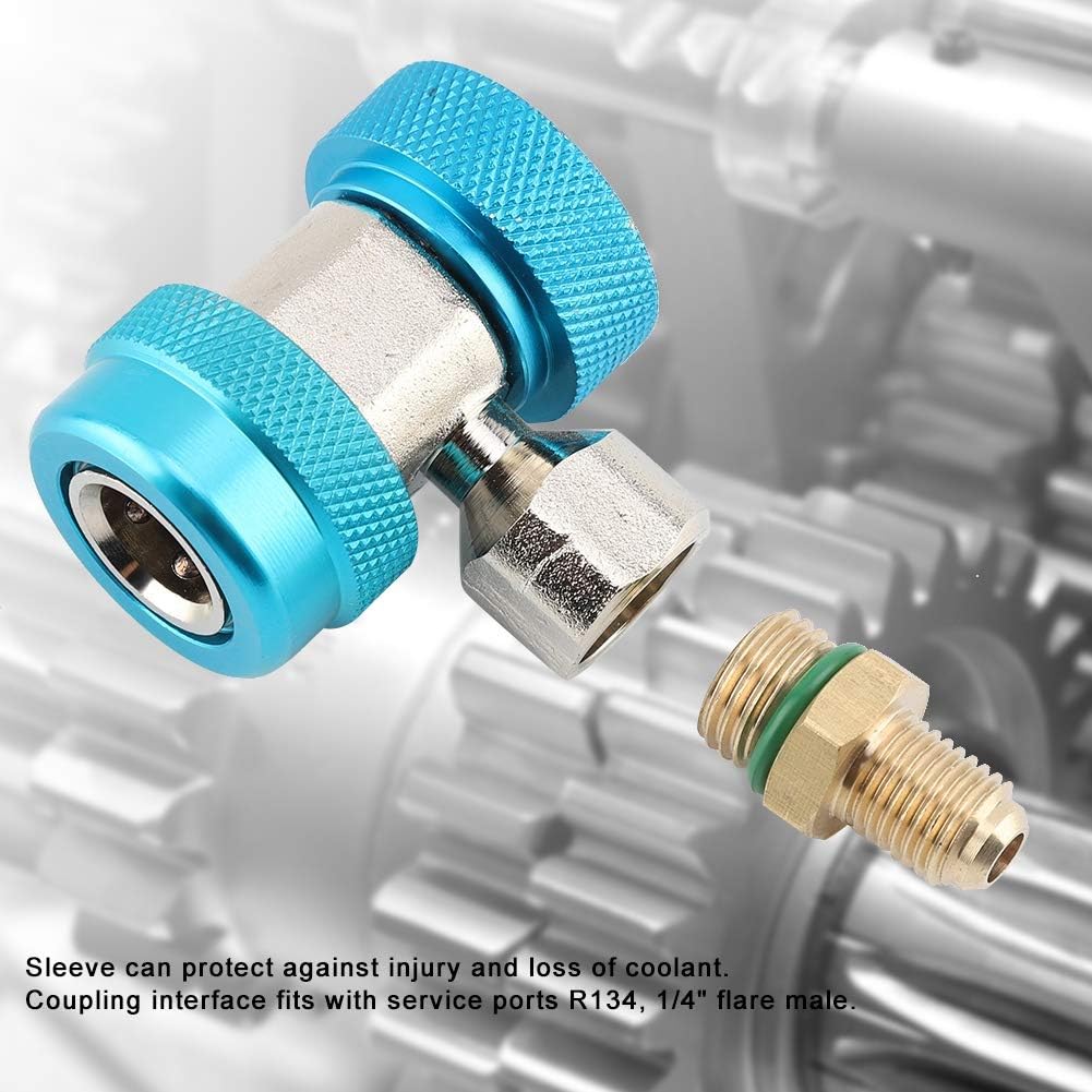 Quick Coupler,R134 A/C Low/High Quick Connector 1/4" Air Conditioning Coupler Adapter + Extractor Valve Core for Car Add Fluorine(Low Pressure)