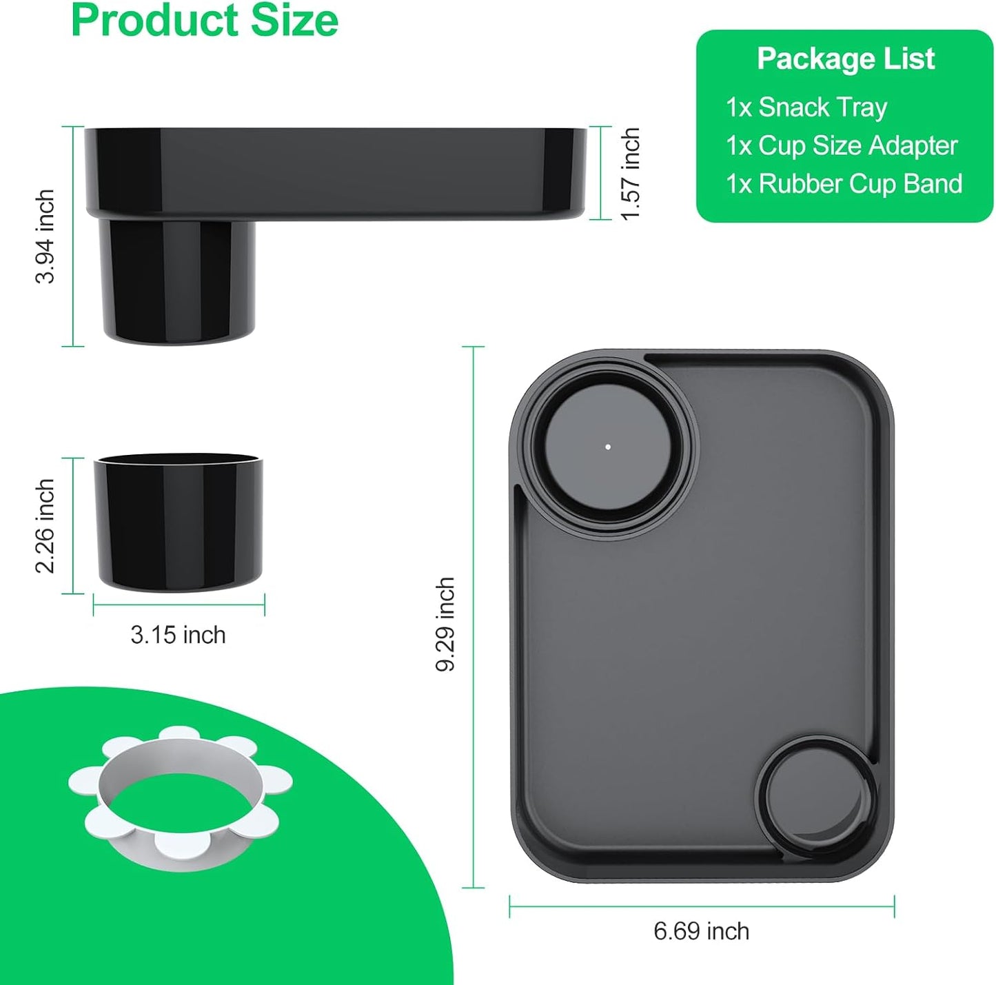 Car Seat Tray for Kids Travel, Carseat Tray for Food Toddler, Car Seat Table Tray, Car Seat Cup Holder Snack Tray for Graco, Evenflo, Chicco, Rotatable Removable Family Road Trip Essentials - Black