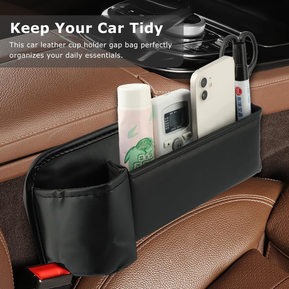 2‑Pack Anti‑Drop Car Seat Gap Filler Organizer, Leather Console Organizer