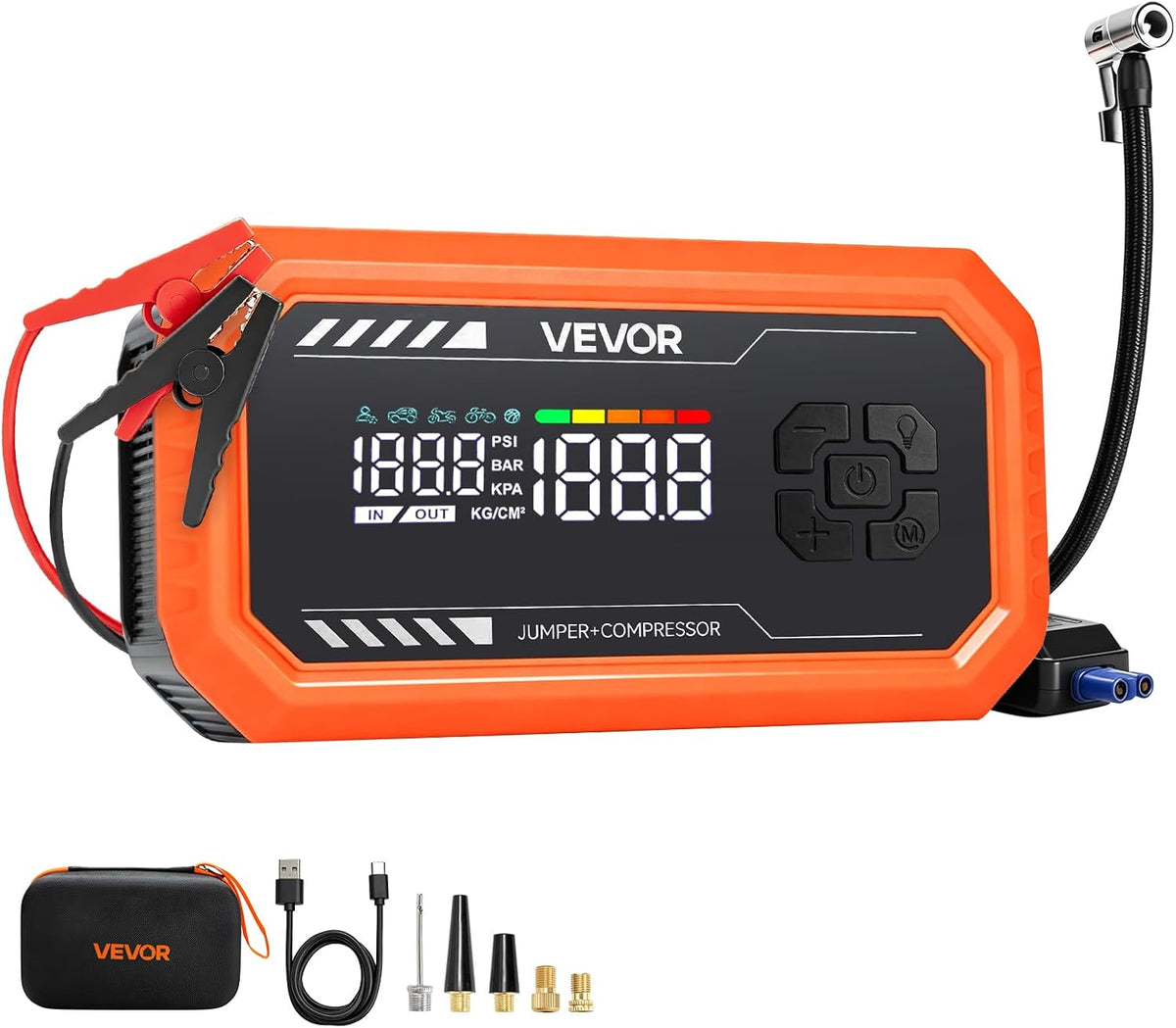VEVOR Jump Starter with Air Compressor 3000A Peak Car Battery Jump Box