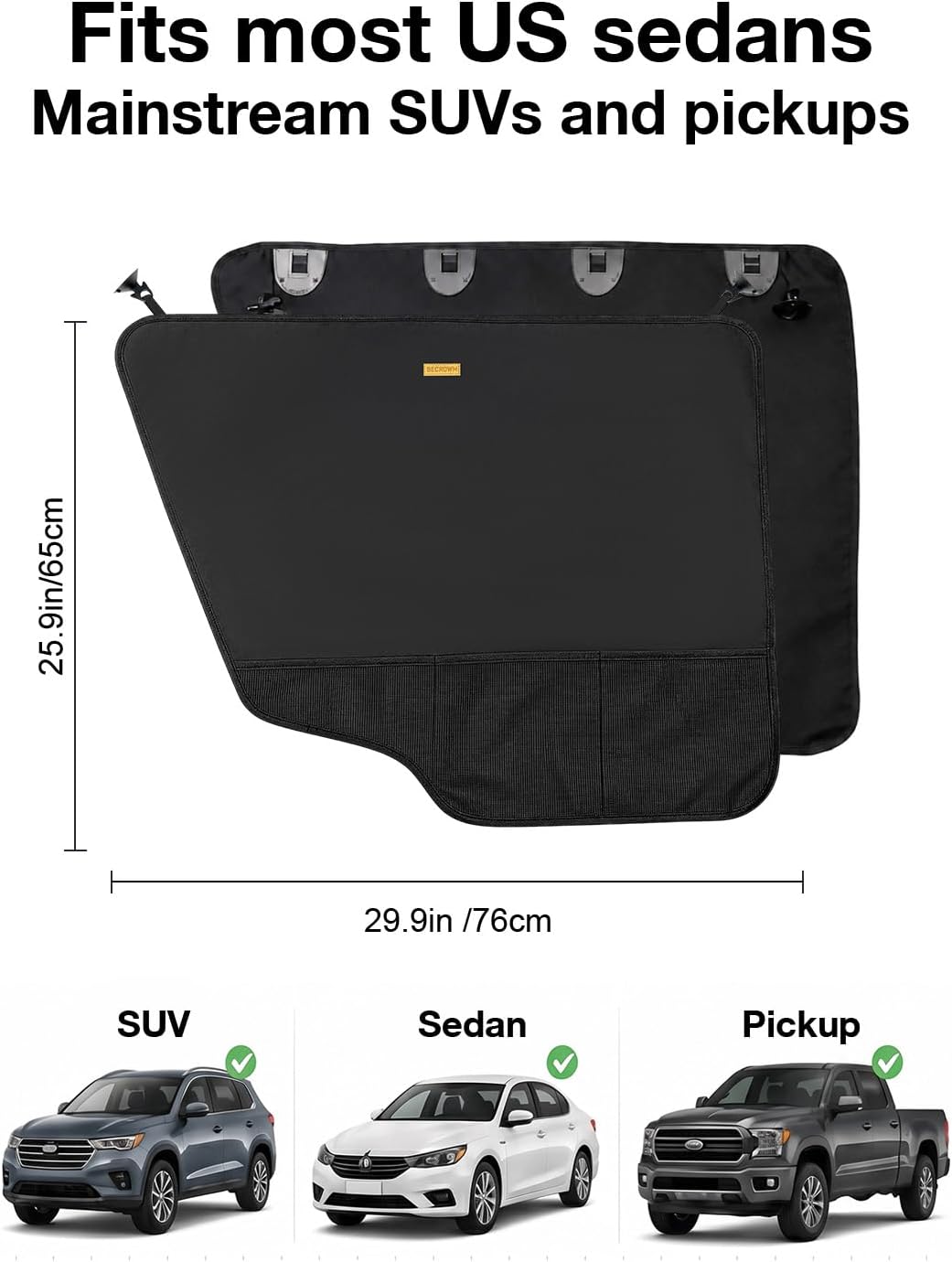 2 Packs Car Door Protector for Dogs, Waterproof Anti-Scratch Shield with Suction Cup (Black) (Black-A)