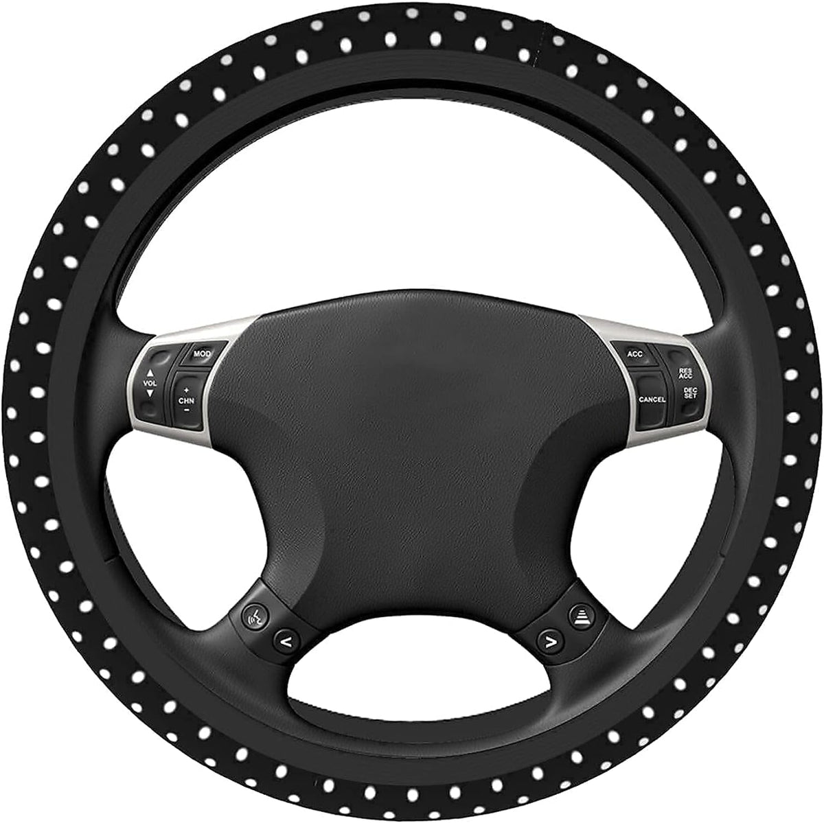 Black and White Polka Dot Steering Wheel Covers Non Slip Neoprene Steering Wheel Protector Universal 15 inch for Women Men