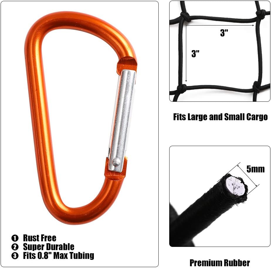 CZC AUTO Bungee Cargo Net 3x4Ft Stretches to 6x8Ft, 3"x3" Mesh Net