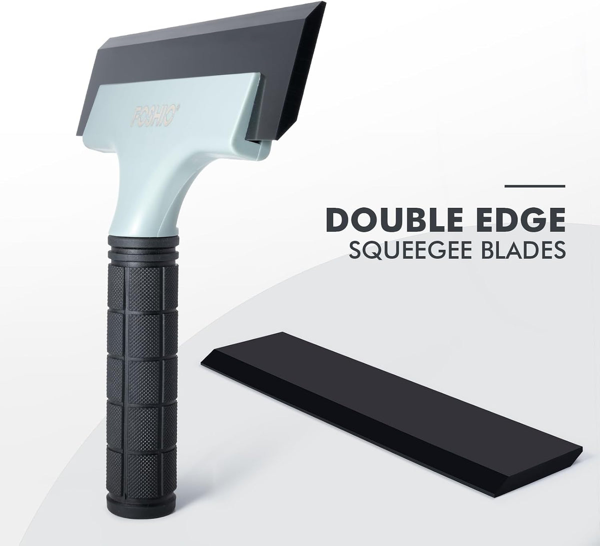 FOSHIO All-Purpose Car Window Squeegee, 2 Pack 8 inch Double Edge Squeegee Blades with Non-Slip Long Handle Car Squeegee for Window Cleaning, Windshield, Tile, Mirror, Shower Squeegee for Shower Doors