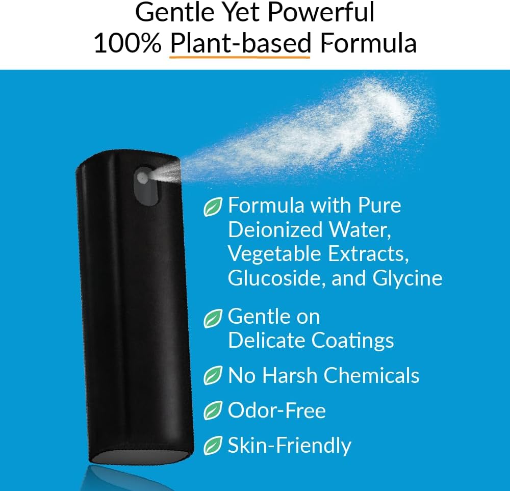 iCloth 2-in-1 Screen Cleaner Spray with Built-in Microfiber Cloth for Laptops, Tablets, Phones, Car Screens, and Touchscreens, Streak-Free &amp; Anti-Smudge, Large 0.68 fl oz (20ml) Bottle