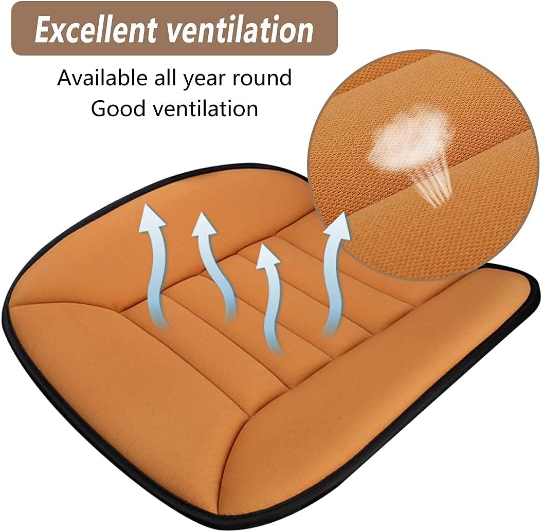 MYFAMIREA Car Seat Cushion Pad 1.2" Thick Comfort Seat Protector for Car Driver Seat Office Chair Home Use Memory Foam Seat Cushion with Non Slip Bottom, 20'' x 18.5'', Orange