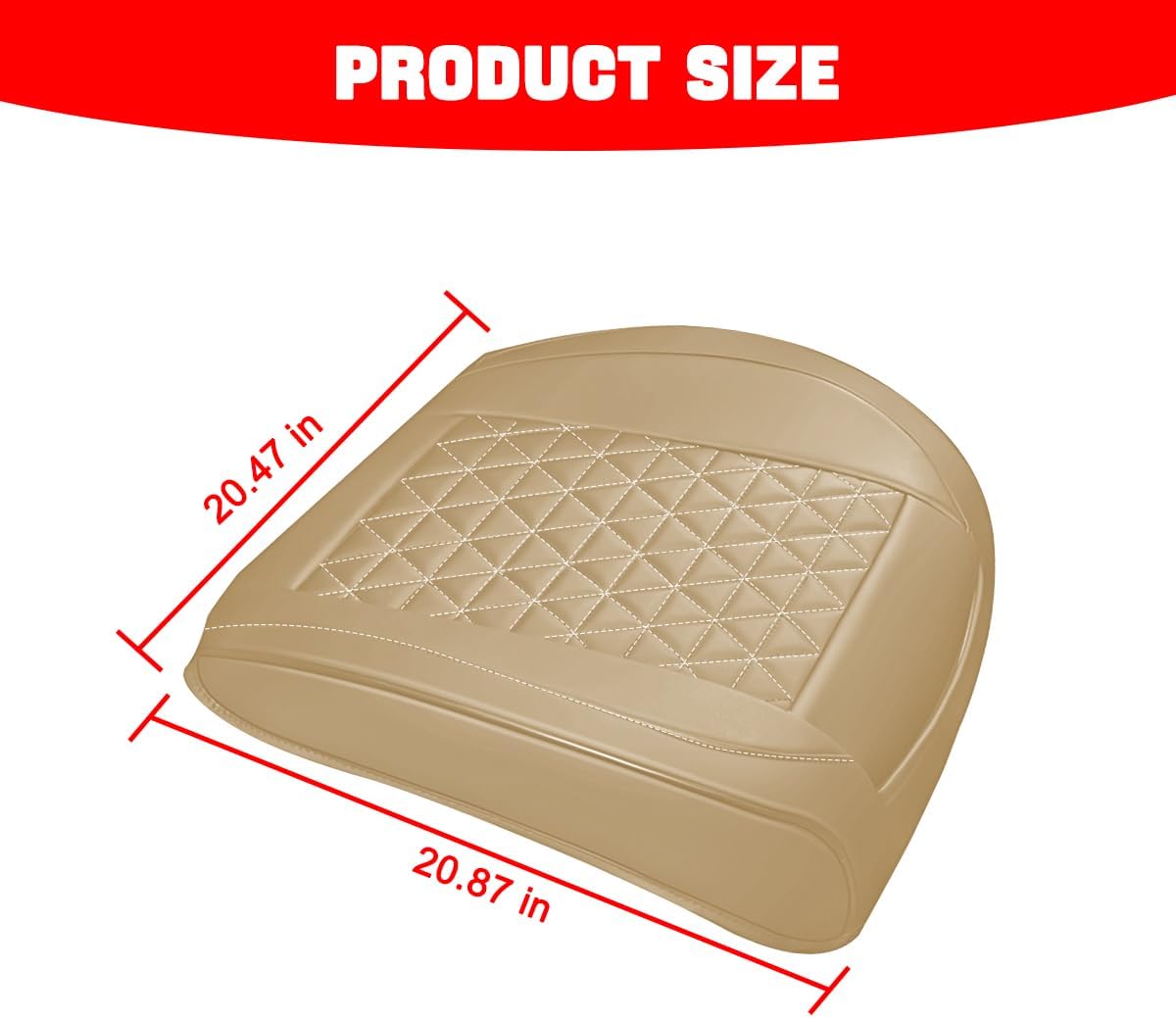 2PCS Leather Car Seat Cover, Front Bottom Seat Protector Pad, Beige