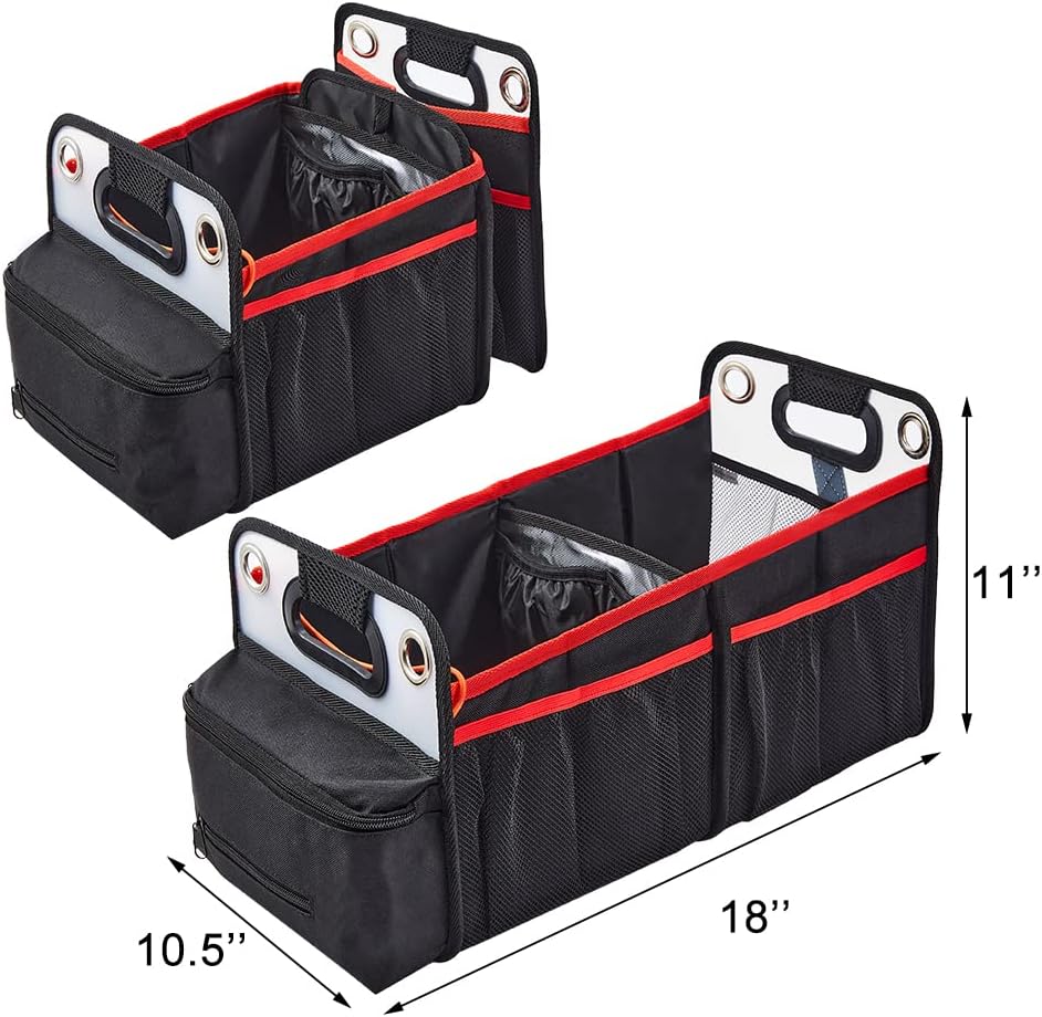 COVAX Car Trunk Organizer, Collapsible Back Seat Storage with Insulated Drinks Holder, Water Resistant Backseat Organizer for Diapers, Toys, Snacks, Books & More