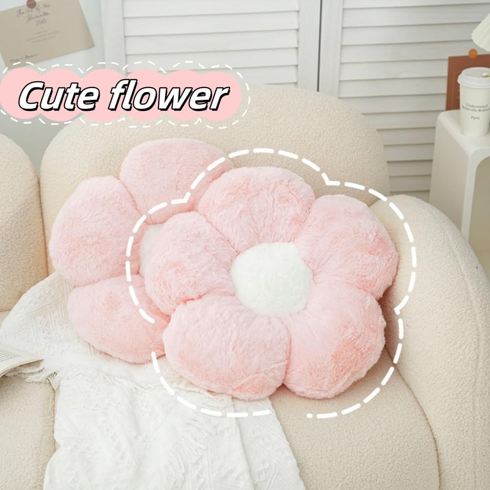 4 Pack Plush Flower Car Headrest Pillow and Lumbar Support Pillow Soft Comfortable Car Headrest Pillow Cute Car Accessories for Car Driving Cute Neck Pillows for Driving Car Decor