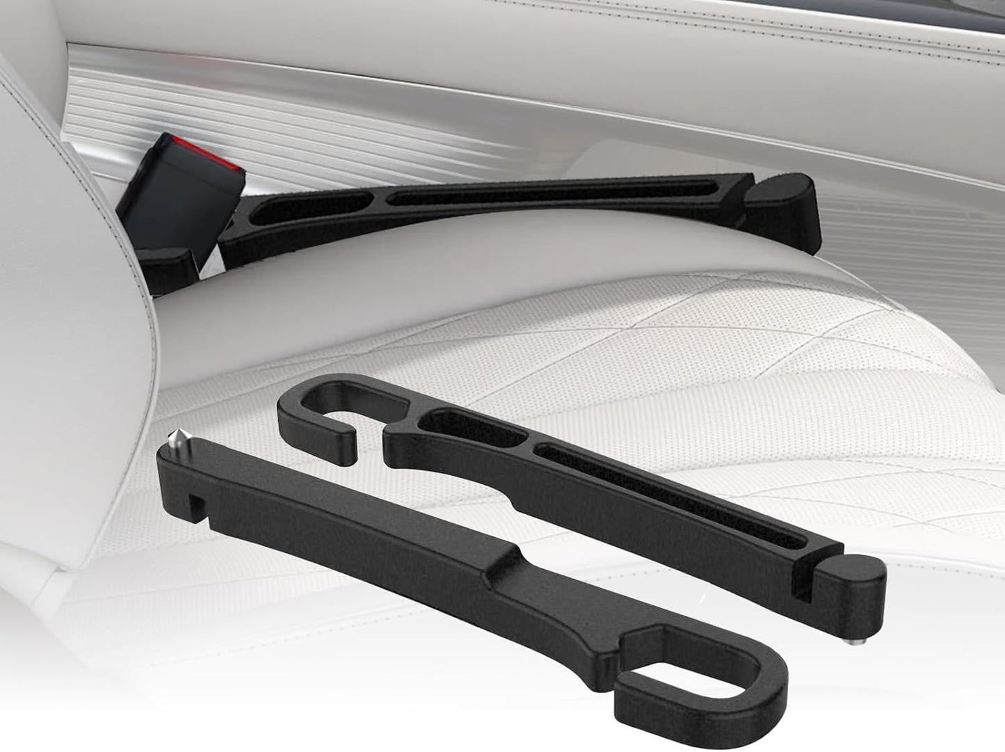 Car Seat Gap Filler 2PCS with Drop Prevention & Storage Hook Prevents Items Falling for Cars, SUVs, Trucks