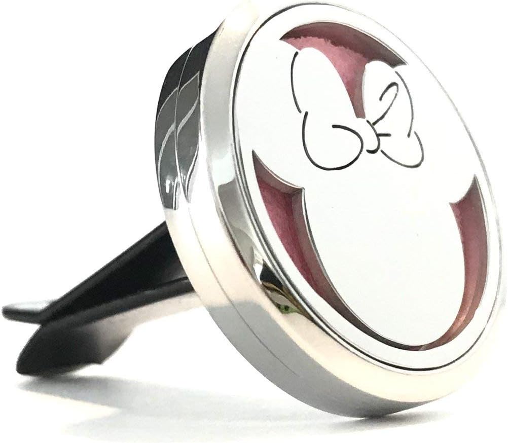 FIKA Minnie Car Air Freshener Vent Clip Locket Aromatherapy Essential Oils Great For Travel Pads included (Minnie)
