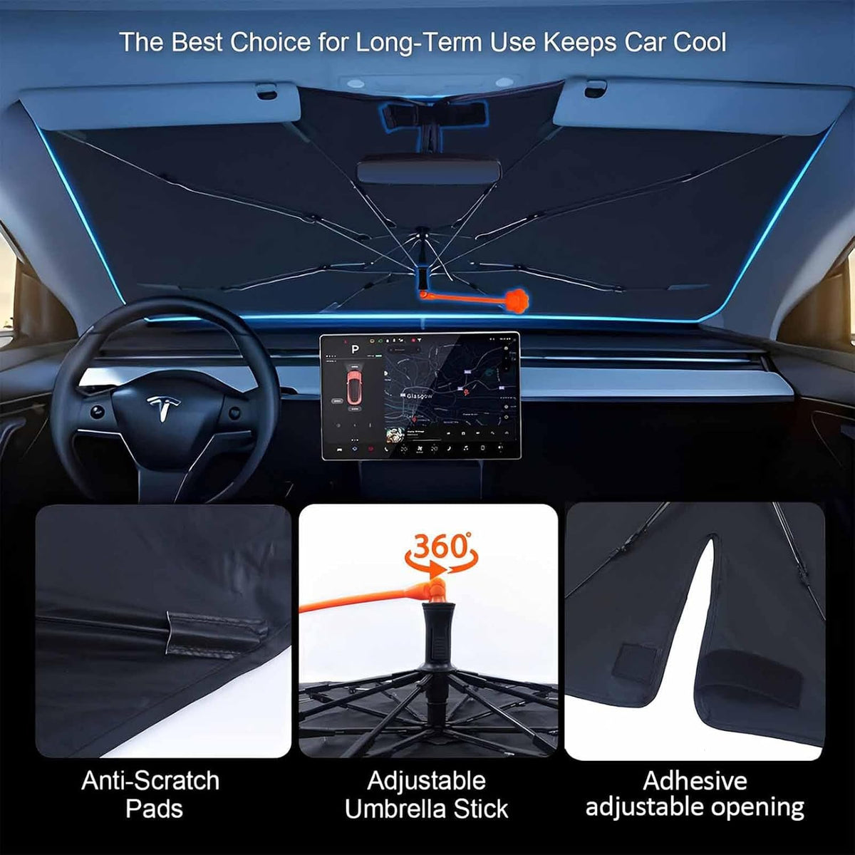 Socira Car Windshield Sun Shade Umbrella Sunshade for Car Windshield