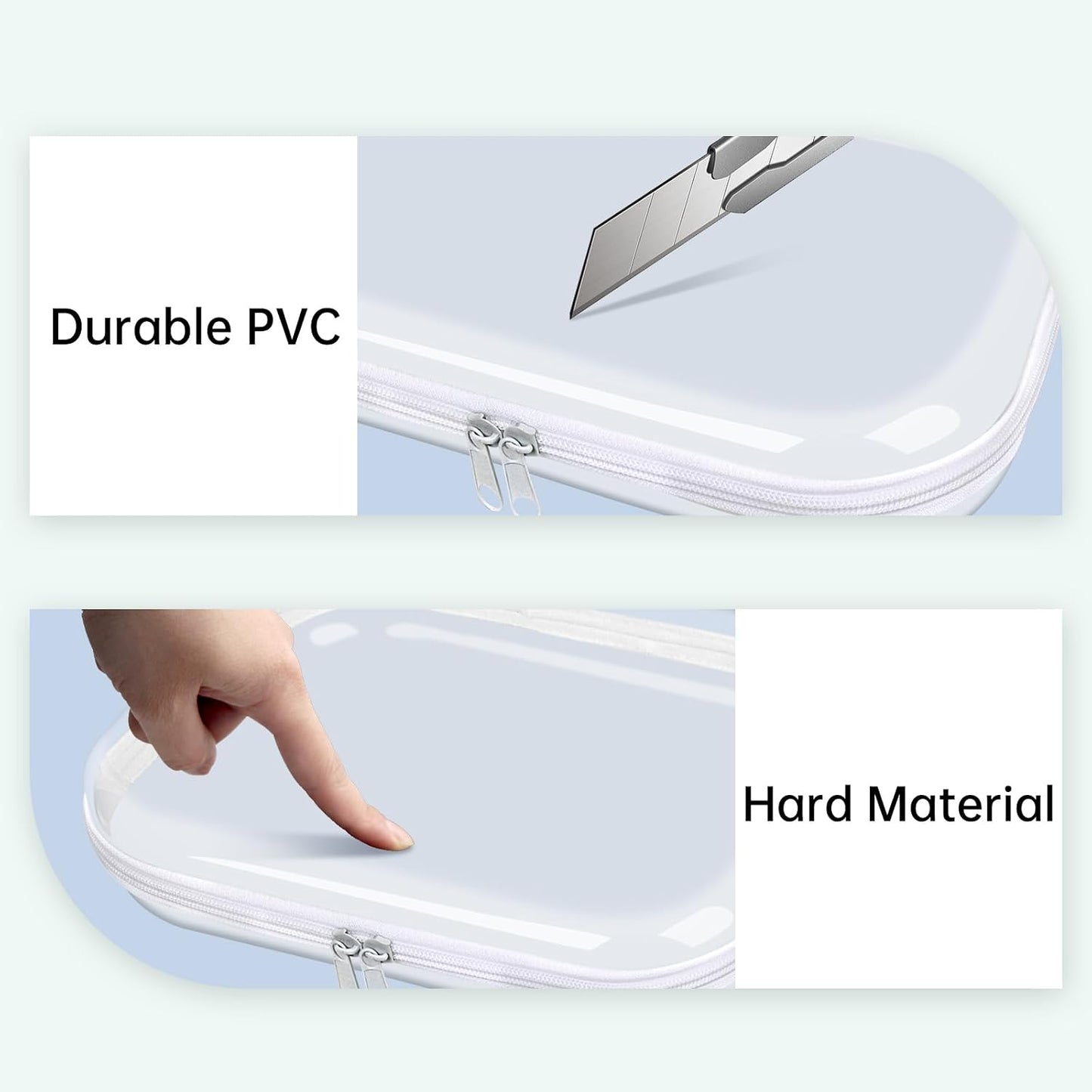 Clear Hard Shell Zipper Case,3PCS Transparent Clear Zipper Pouches,Hard Side Plastic Case Set,Portable Travel Storage Organizer Bins