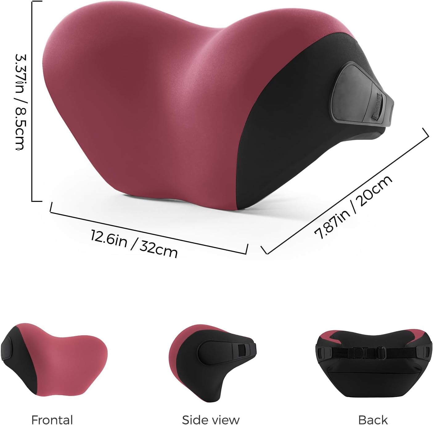 BEBAS Car Headrest Pillow, Memory Foam Neck Support Pillow for Cars - Ergonomically Designed for Long Drives, Travel & Commuting, Pain Relief with Removable & Washable Cover (Red)