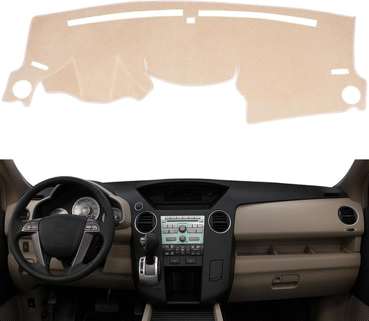 Dashboard Cover Custom Fit for Honda Pilot 2009 2010 2011 2012 2013 2014 2015 Dash Cover Mat Pad Carpet Protector (Beige)