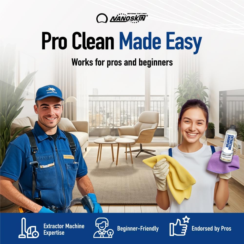 Nanoskin EXTRACTOR SHAMPOO Low Foaming Carpet Cleaner 1 Gallon - Machine Use Upholstery Cleaner, Stain Remover & Odor Eliminator on Rug Car Upholstery Carpets | For Automotive, Home, Office & More