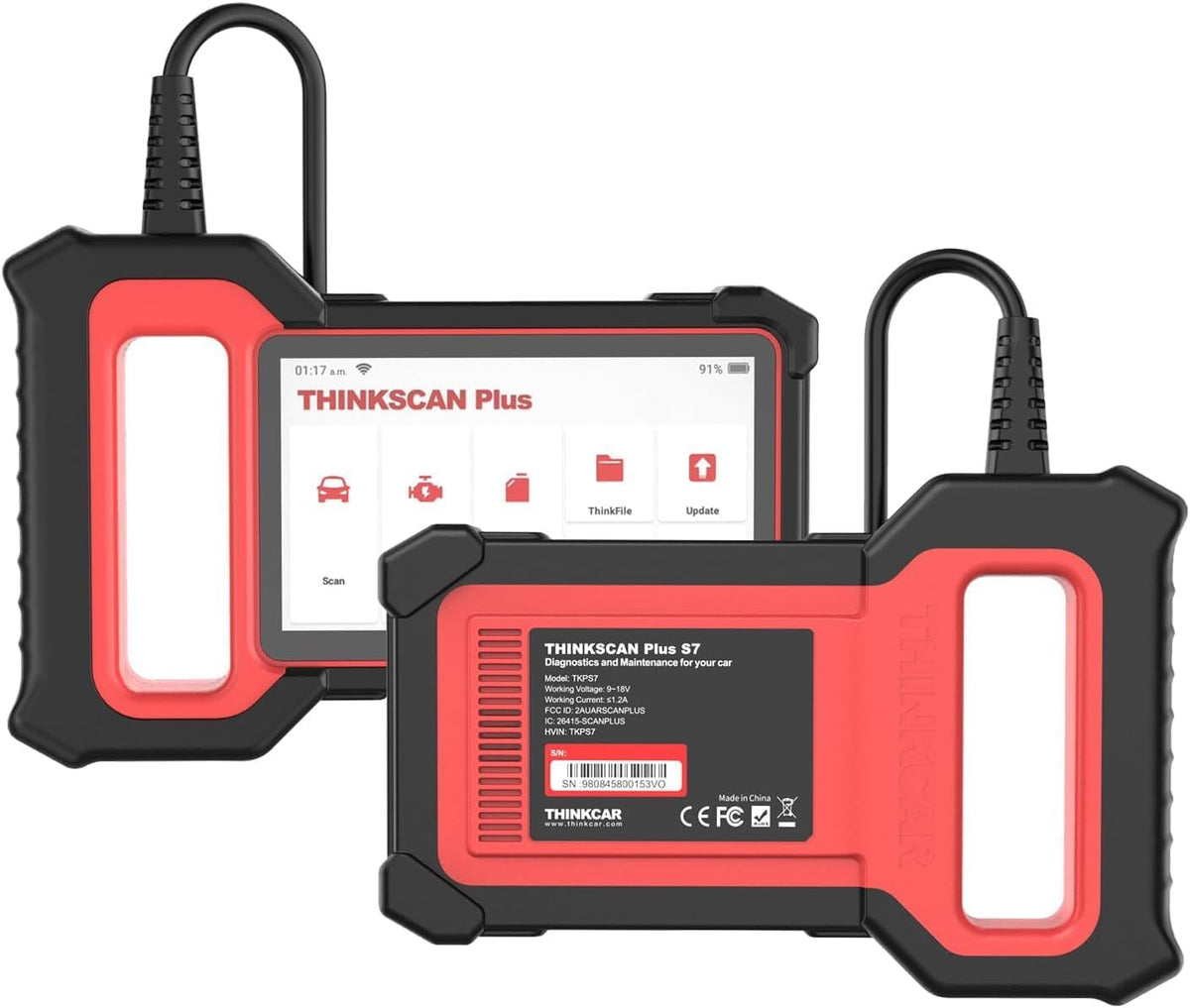 THINKCAR OBD2 Scanner, ThinkScan Plus S7 ABS,SRS,ECM,TCM,BCM,AC,IC System Diagnostic Scan Tool with 5 Special Services Options, Cover 94 Car Brands Code Reader, FCA AutoAuth, Wireless Update