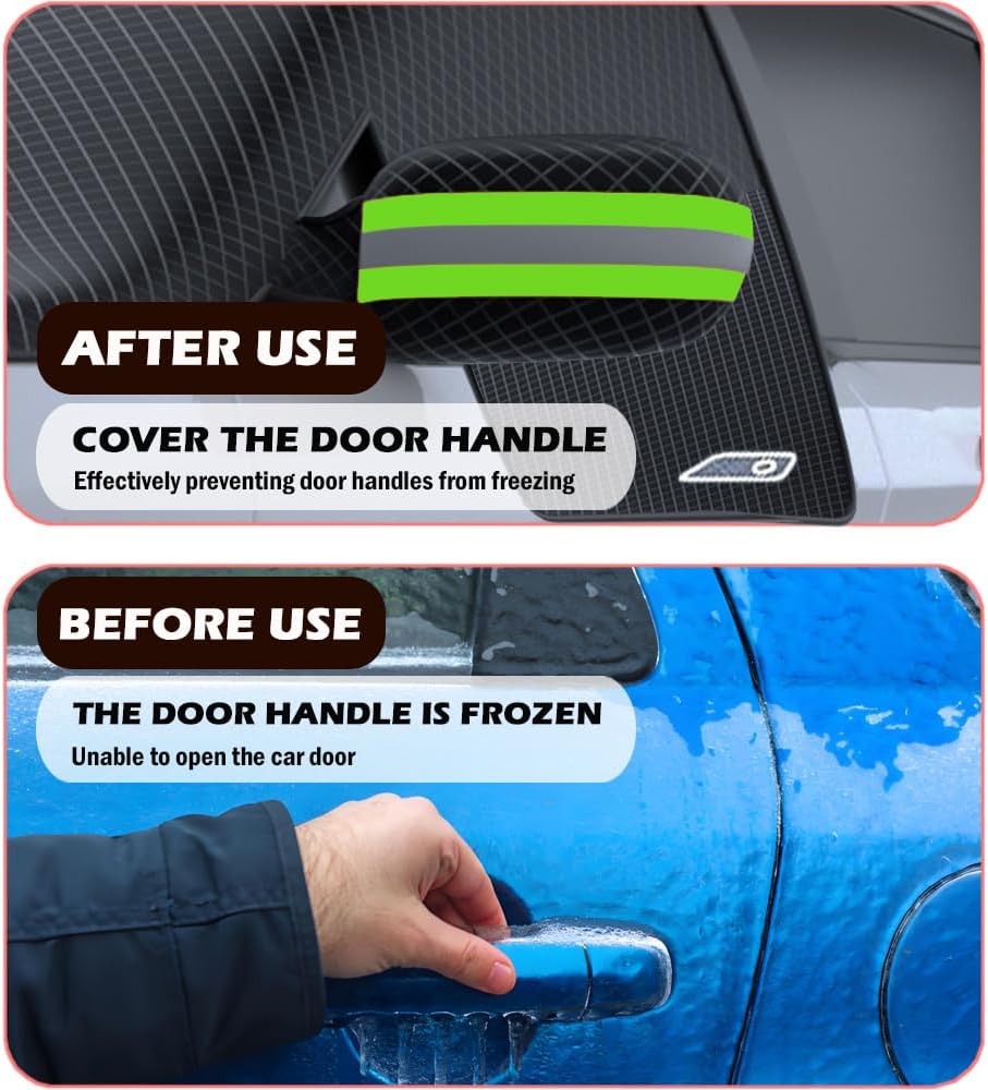 Large Car Windshield Cover for Ice and Snow,Automotive Windshield Snow Covers with Side Window & Rearview Mirror Protector,Winter Magnetic Windshield Frost Cover,Universal for Most Vehicle,Car,SUV