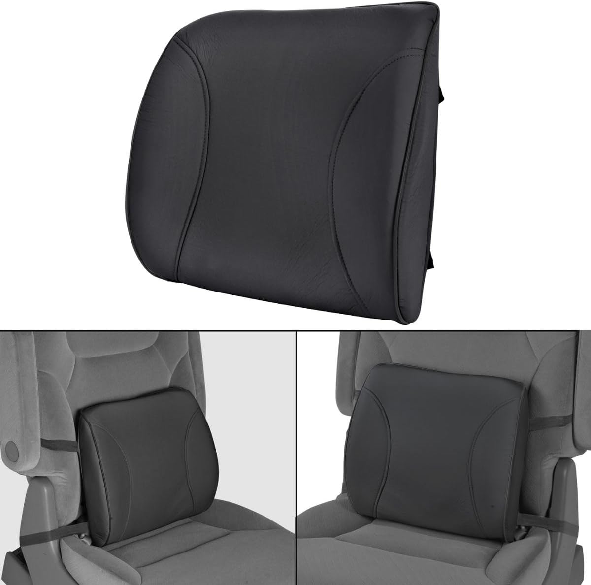 BDK BS-300-BK Durable Foam Lumbar Support 3D Balanced Firmness Cushion-Lower Back Pain Relief-Best for Office Chair, Car Seat, Recliner, Black