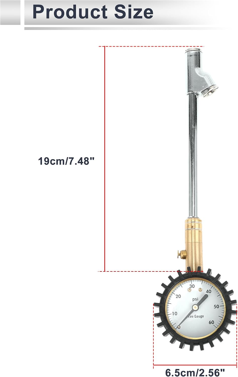 1 Pcs Universal Tire Pressure Gauge 0-60PSI 2.56 Inch Digital Pressure Gauge with Gear Sleeve Tyre Air PSI Meter for Motorcycle SUV Truck