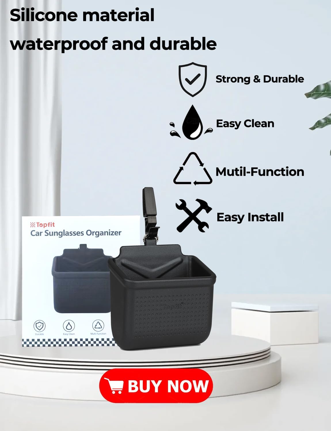 Car Air Vent Storage Bag Organizer Pocket Sunglass Holder Car Mount Phone Holder Coin Key Card Case Organizer with Hook- Black