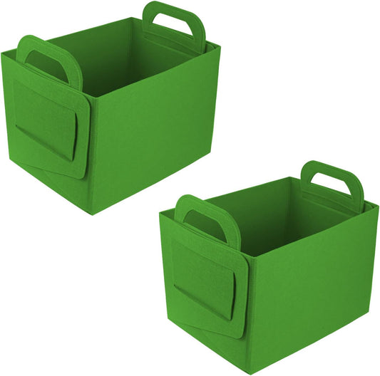 Hovom 2PCS Car Trunk Organizer, Foldable Trunk Organizer for SUV, Collapsible Felt Vehicle Organizers and Storage Box, Universal Felt Storage Basket, Travel Essentials, Car Accessories (Green)