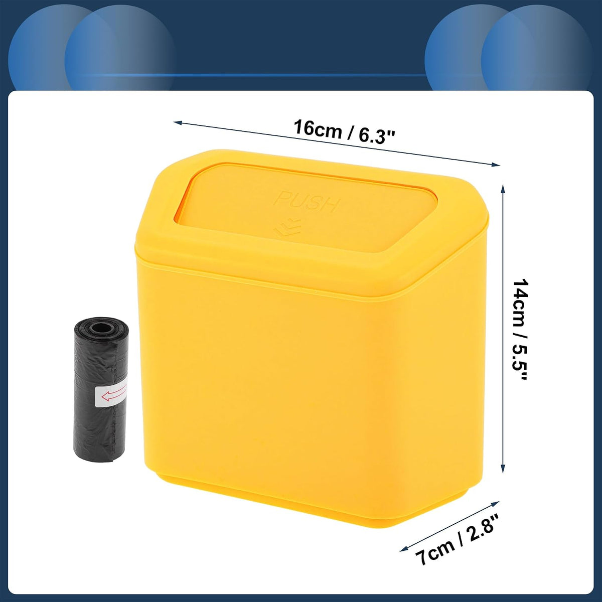 Car Trash Can Car Door 6.3" Length 2.8" Width 5.5" Height Auto Trash Bin Plastic Yellow Hanging