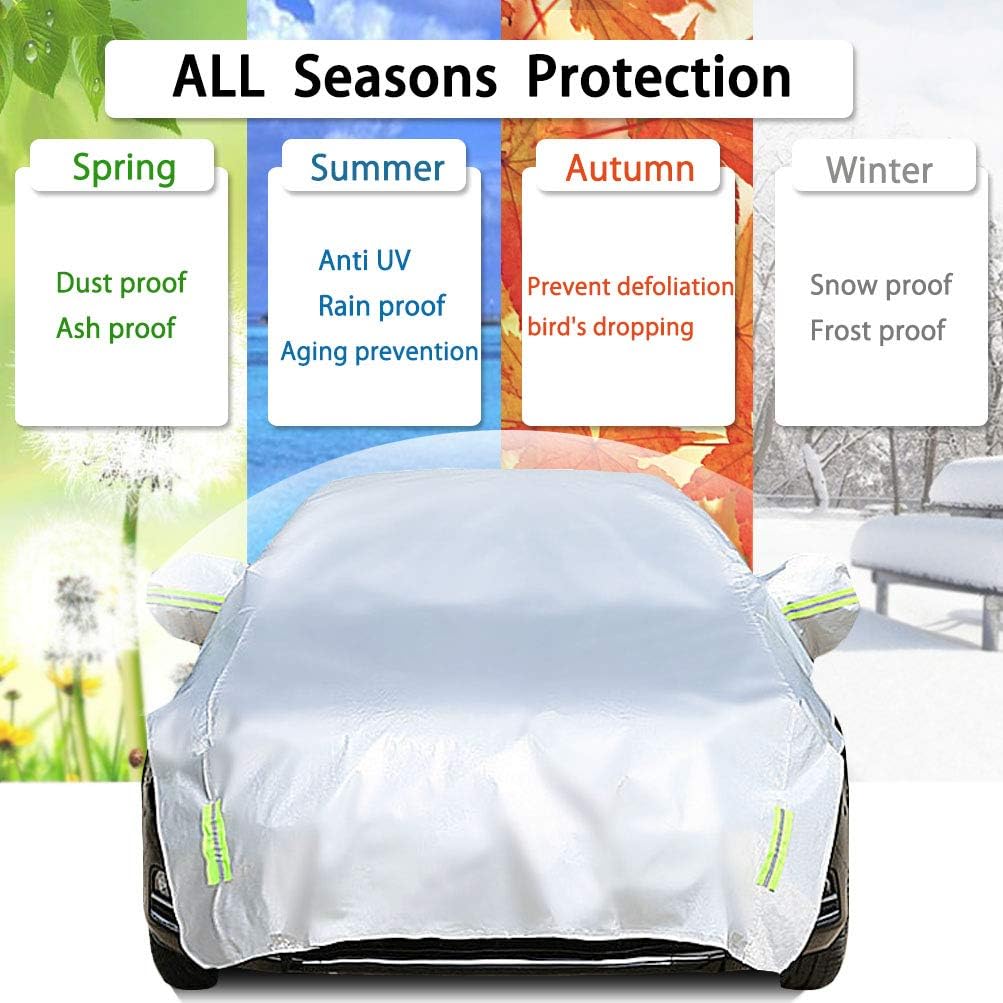 Half Car Cover with Cotton All Weather Car Body Covers Outdoor Indoor for All Season Waterproof Dustproof UV Resistant Snowproof Universal (Pickup (Crew Cab))