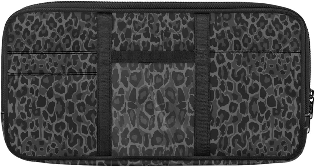 Jeiento Black Leopard Car Visor Organizers Accessories Black Cheetah Animal Skin Print Auto Sun Visor Multi-Pocket Storage Pouch Glasses Holder,Document, Card, Driver License Organizer Universal Fit