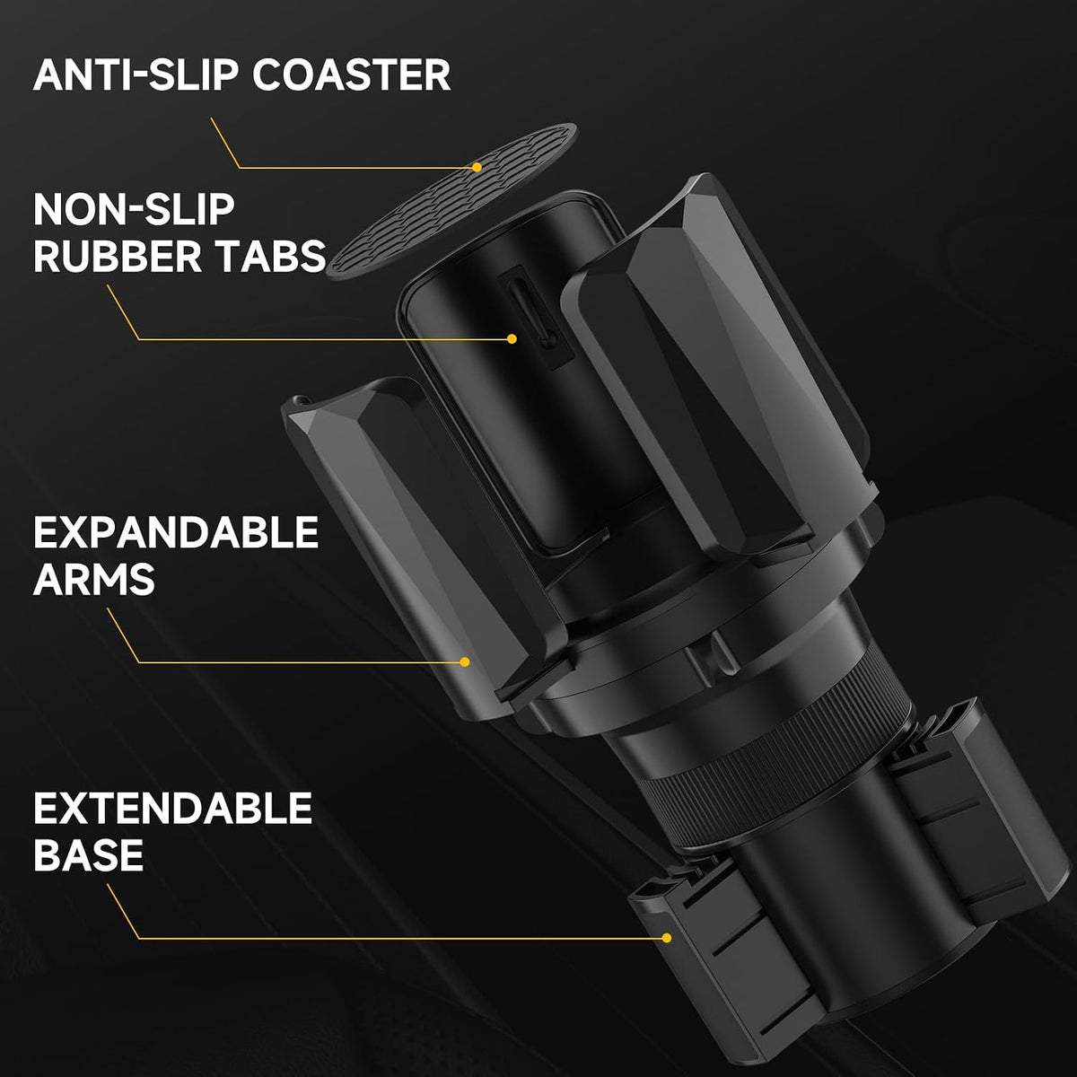 DYLEN Large Cup Holder Expander with Expandable Arms, Fits 2.5-5.9" Bottles