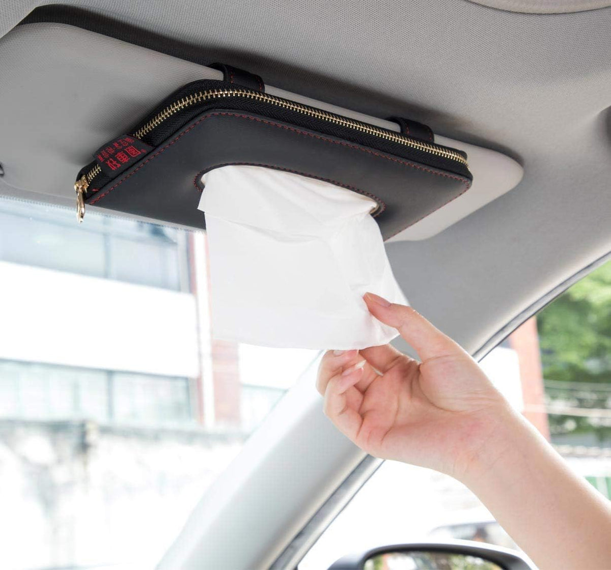 Car Visor Tissue Holder, Zipper Sun Visor Tissue Box for Car & Boat, Gray