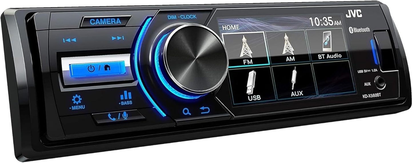 JVC - KD-X560BT - Digital Media Car & Marine Bluetooth Receiver iPhone/Android/USB/AUX Car Stereo with Rear Camera Input