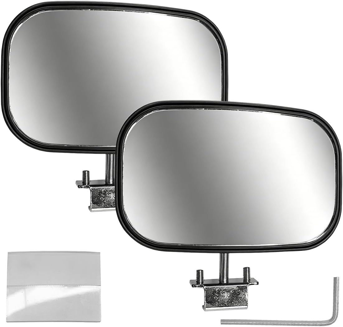 2PCS Car Blind Spot Side Mirror, Adjustable Wide Angle Reversing Auxiliary Mirror with Screw Fixation, Universal Expanded Vision Modification Accessories for Car, Truck, SUV (Black)