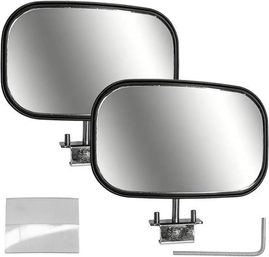 2PCS Car Blind Spot Side Mirror, Adjustable Wide Angle Reversing Auxiliary Mirror with Screw Fixation, Universal Expanded Vision Modification Accessories for Car, Truck, SUV (Black)
