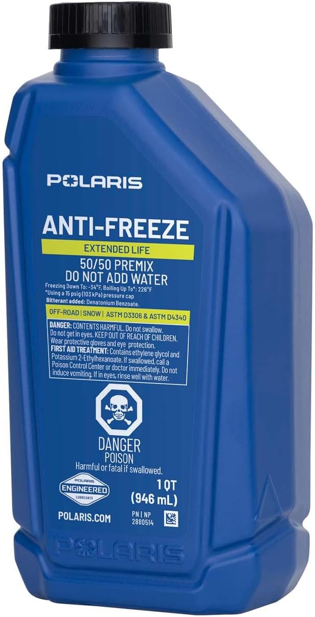 Polaris 50/50 Premix Extended Life Antifreeze, Snow and ORV, 1 Qt - 2880514