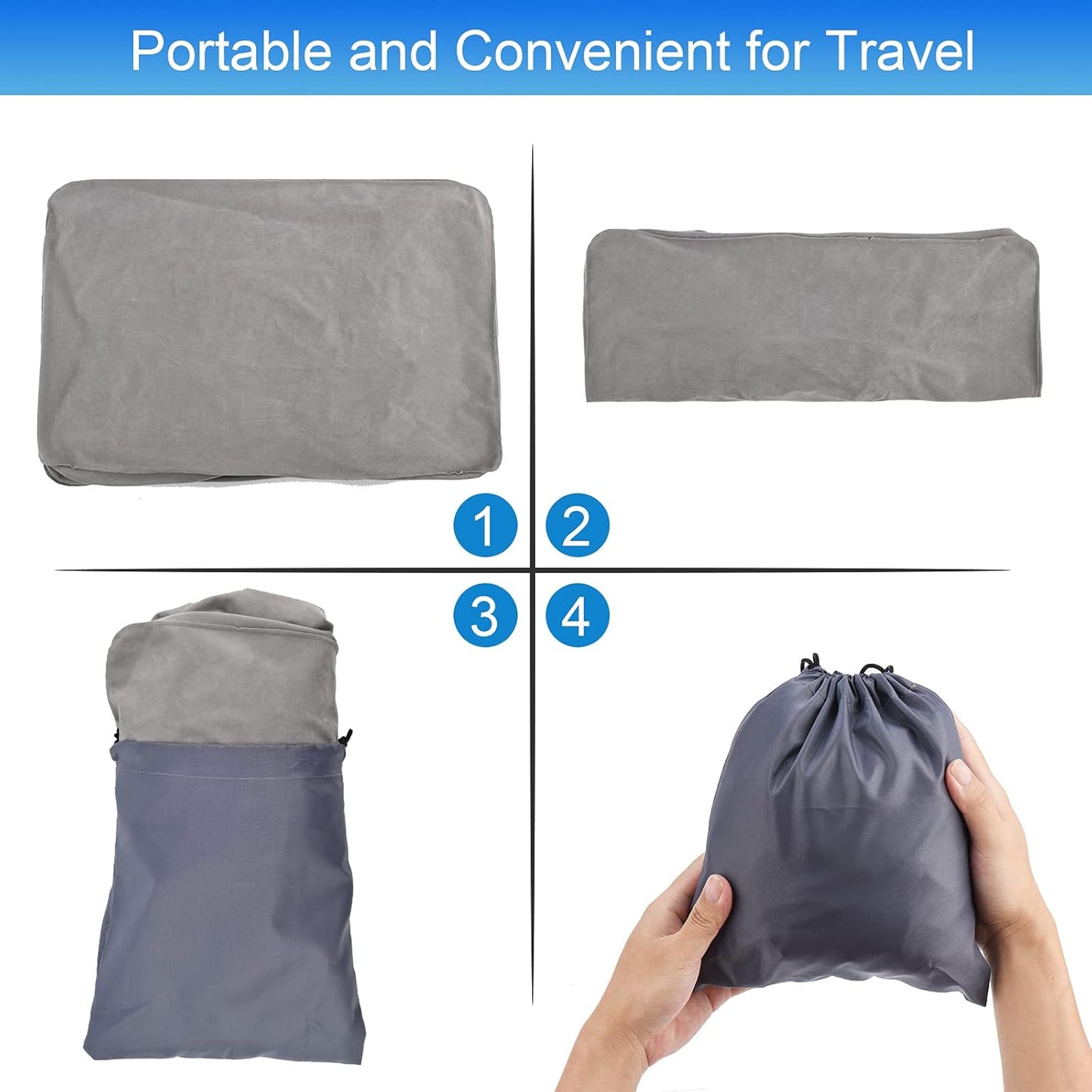Inflatable Travel Pillow - Airplane Travel Essentials Adjustable Height Leg Rest Cushion for Airplane Office Home Cars Trains Desk