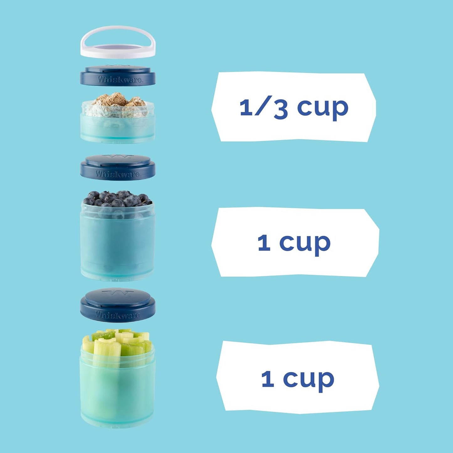 Whiskware Paw Patrol Stackable Snack Containers for Infants, Kids, and Toddlers, Durable Food Storage Containers for Daycare, Car, and Airplane Travel, Dishwasher Safe, Chase