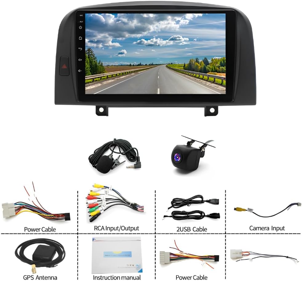 Android 13 Car Stereo Radio Compatible for Sonata NF 2004-2008, 9inch Touch Screen Car Radio with Bluetooth/WiFi/GPS/FM/DSP/SWC/Mic Backup Camera - 2+32GB