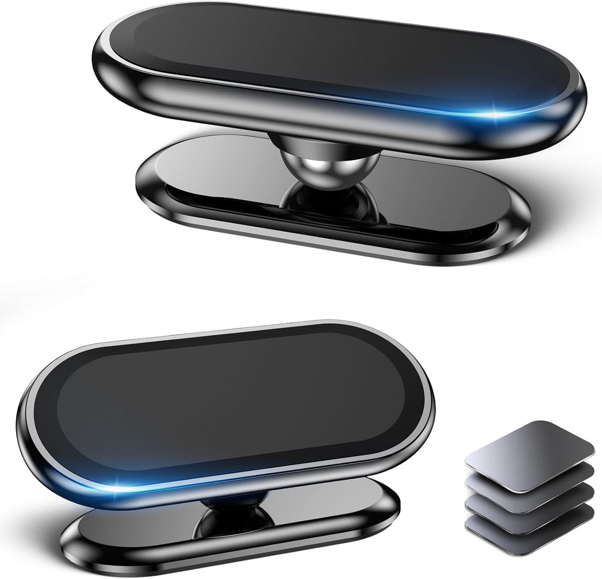 【2-Pack】 Magnetic Phone Holder for car, [ Super Strong Magnet ] [ with 4 Metal Plate ] Cell Phone carmount for iPhone Magnetic [ 360° Rotation ] Universal Dashboard Adhesive Car Magnetic Phone Mount