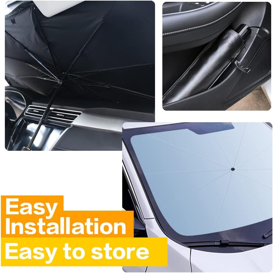 Car Sunshade Umbrella,Upgraded Windshield Cover Sun Shade,UV Reflecting Portable Front Window Cover,Universal Car Windshield Sunshades,UV Block for Front Windows,Fits Most Vehicles (55"x 31")