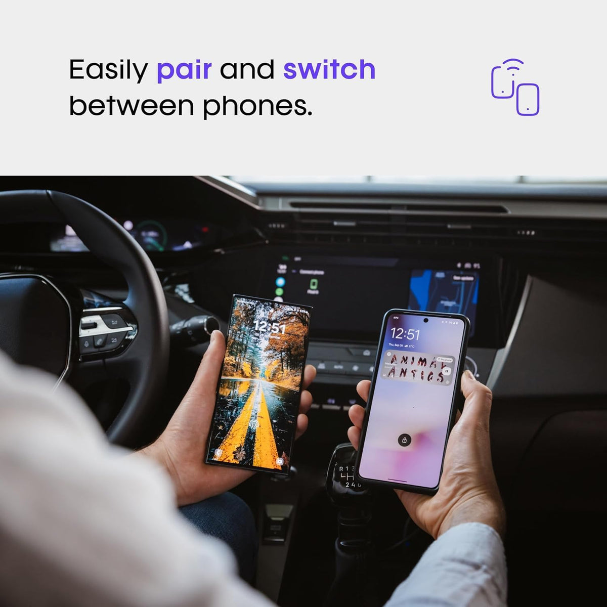 AAWireless Two – Wireless Android Auto Adapter – Convert Factory Wired Android Auto to Wireless – Bluetooth & Wi-Fi Auto Connect – Easy Plug & Play – Multifunction Button – Made in Europe