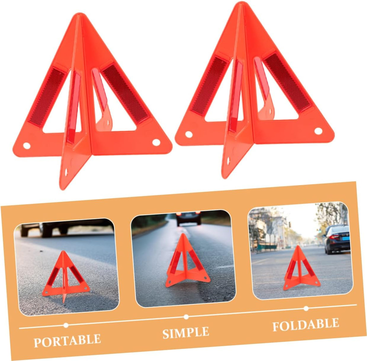 DECHOUS 5pcs Triangle Warning Signs for Vehicle Roadside Safety Alerts