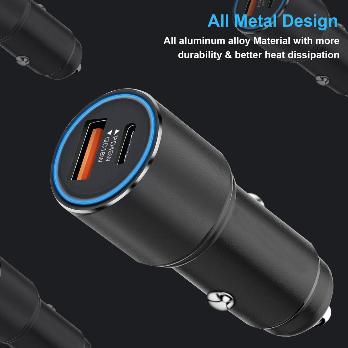 63W Super Fast Car Charger and Cable for Samsung Galaxy S25/S25 Plus/S25 Ultra/S24 FE/S23 S22 S24 /S21 S20,A54 5G/A55 5G/A15 A25,Z Fold 4 5/Z FILP,USB C 45W+USB A 18W Adapter Phone Cigarette Lighter