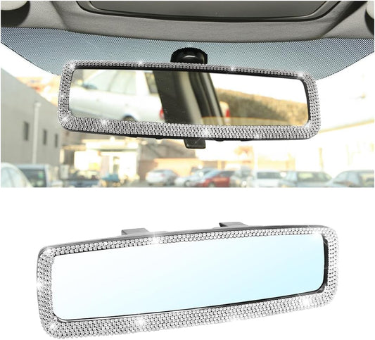 Osilly Rhinestone Clip-On Car Rearview Mirror, Silver