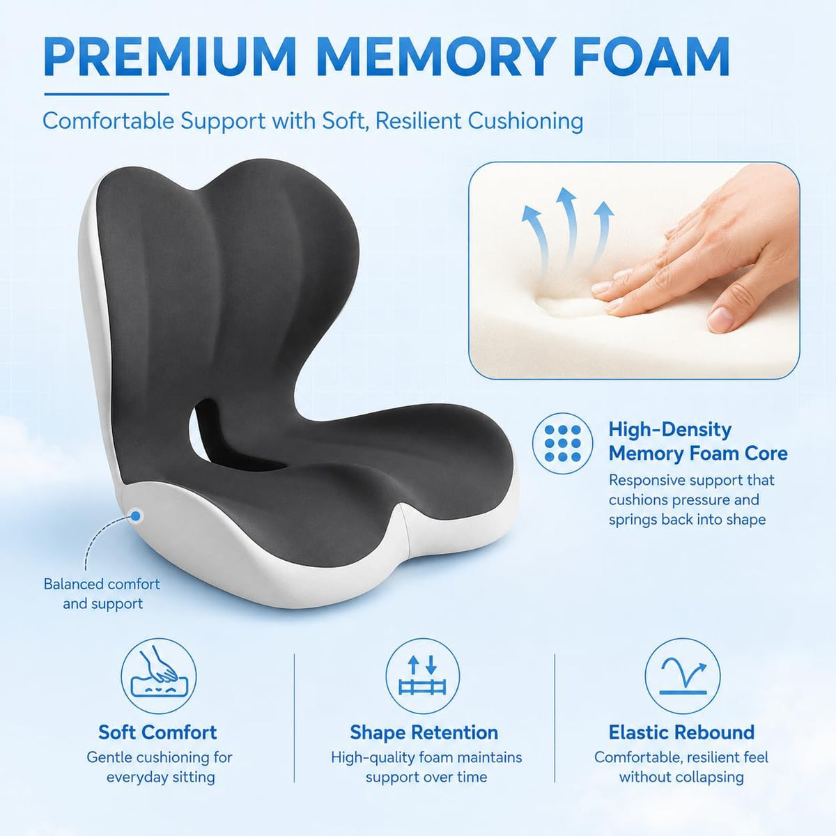 Susbie Car Seat Cushion with Lumbar Support Pillow,Office Chair Cushion