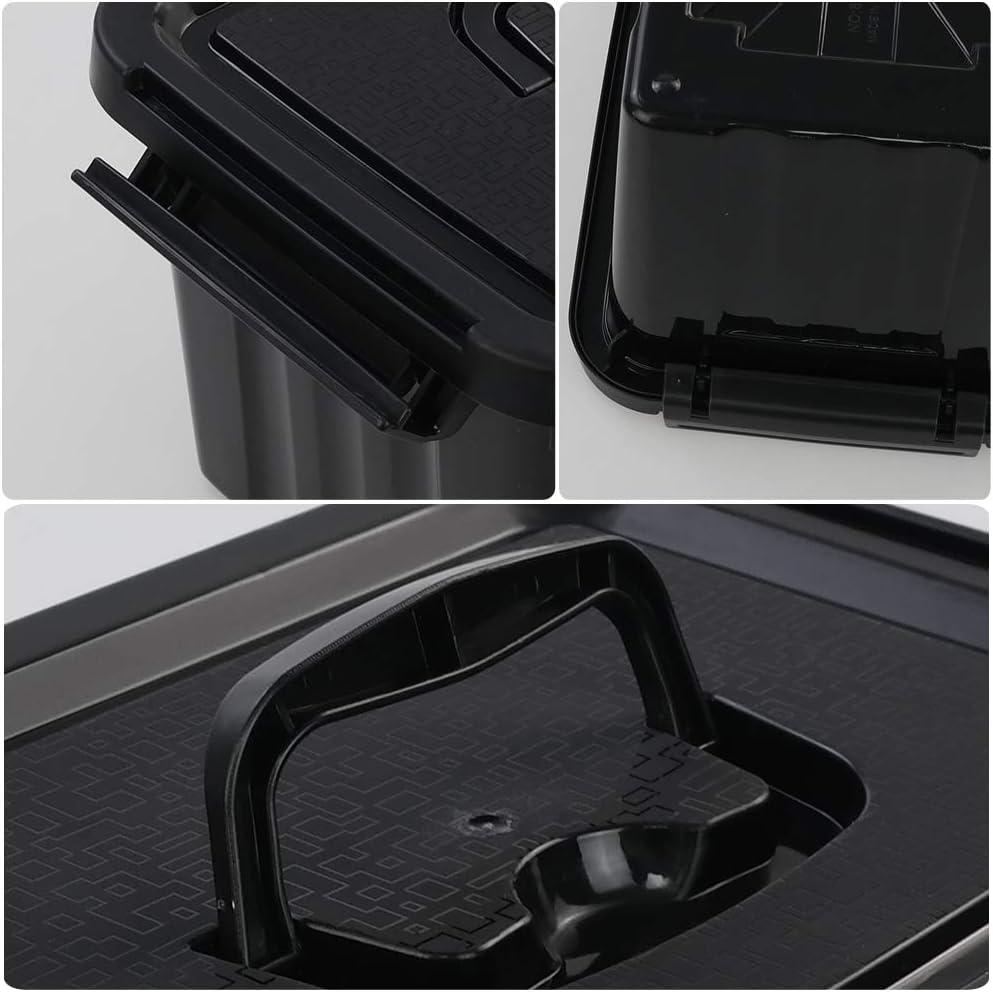 6 Quart Black Plastic Storage Latching Box Bin with Handles, 6 Packs
