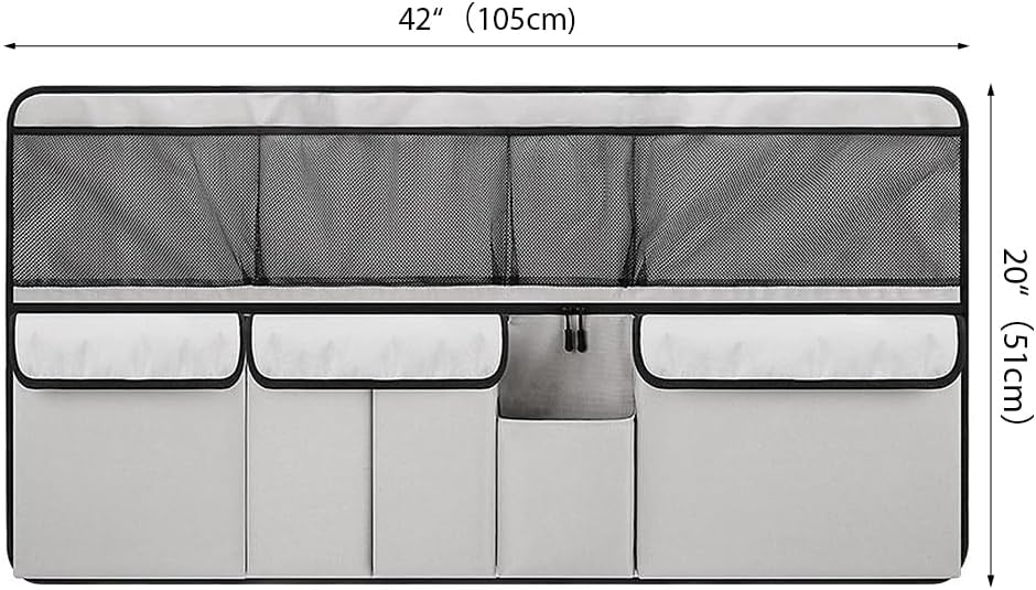 Viaviat Hanging Car Trunk Organizer, Collapsible Backseat Storage Bag with 9 Large Pockets for Medium or Large Size SUV, Truck, MPV, Car Interior Accessories (Light-gray)