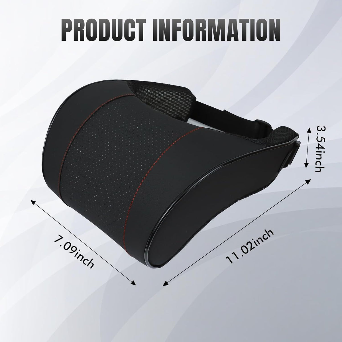 Car Neck Pillow with Memory Foam, Soft Comfortable Headrest Pillow for Driving, Ergonomic Design, Auto Seat Neck Support Pillows Head Rest Cushion with Breathable Leather Cover (Black)